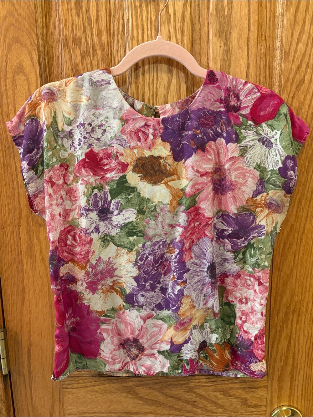 Floral Short-Sleeve Blouse in Multi-Color